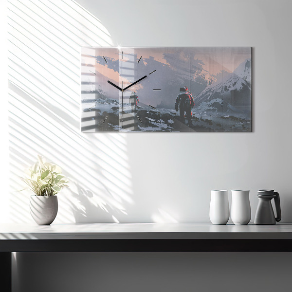 Horizontal wall clock Astronauts Milky Way