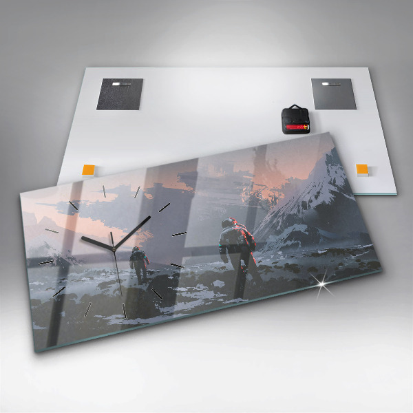Horizontal wall clock Astronauts Milky Way