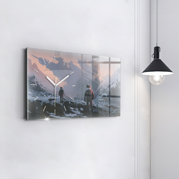 Horizontal wall clock Astronauts Milky Way