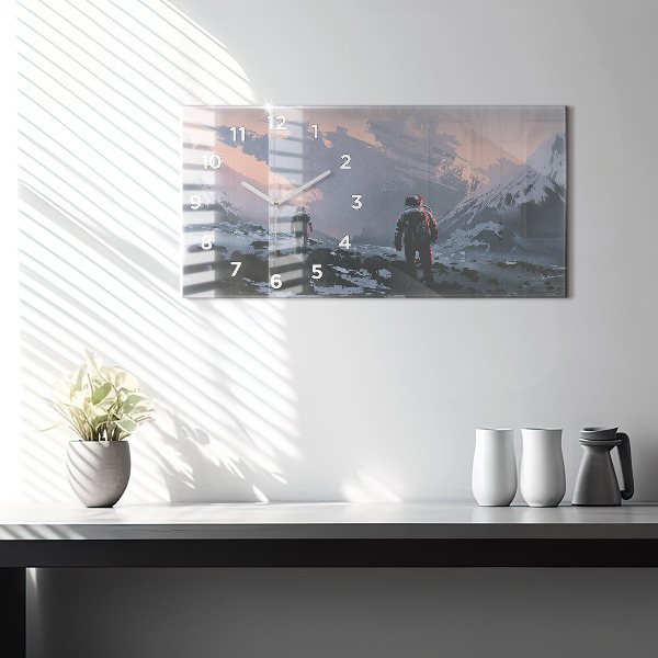 Horizontal wall clock Astronauts Milky Way