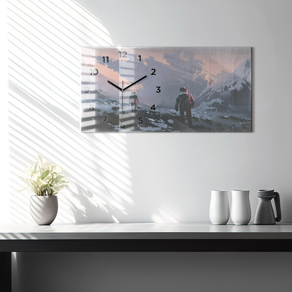 Horizontal wall clock Astronauts Milky Way
