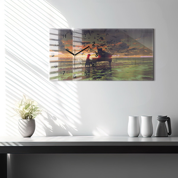 Horizontal wall clock Concert on the beach