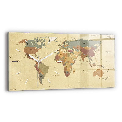 Horizontal wall clock Vintage World Map