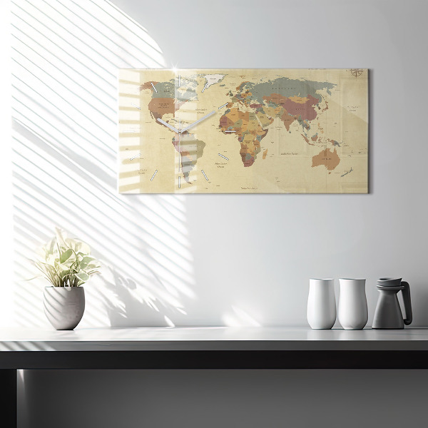 Horizontal wall clock Vintage World Map