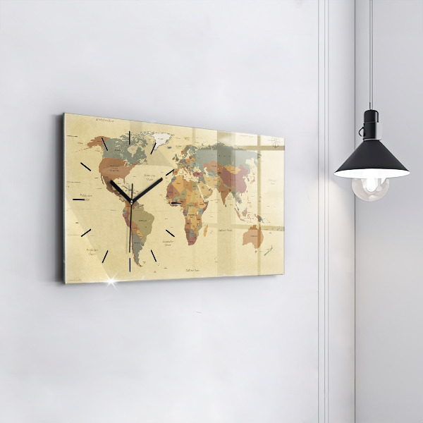 Horizontal wall clock Vintage World Map