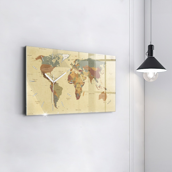 Horizontal wall clock Vintage World Map