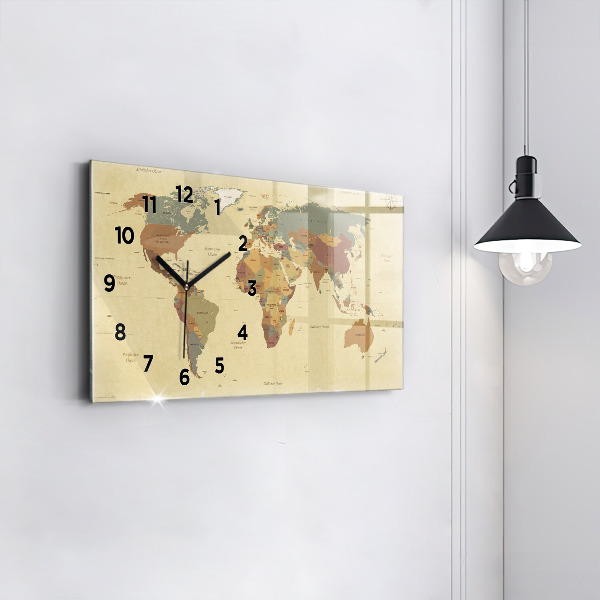 Horizontal wall clock Vintage World Map