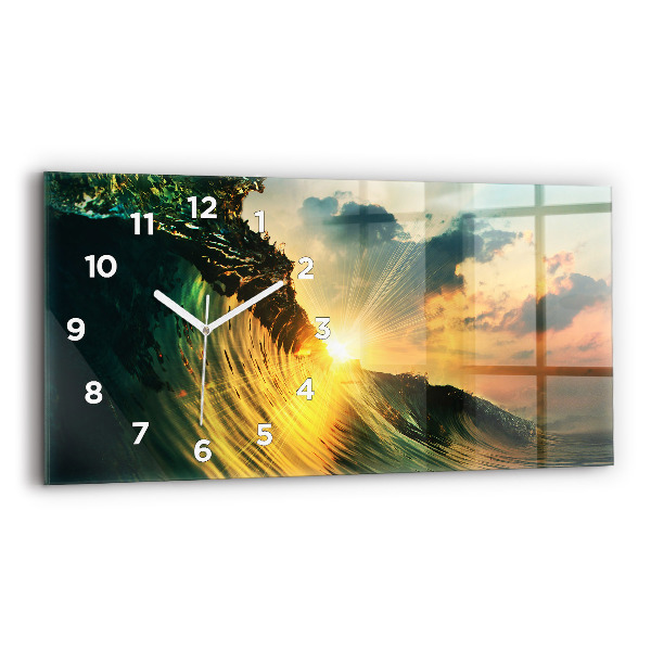 Horizontal wall clock Waves Sunset Perspective