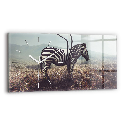 Horizontal wall clock Zebra – Abstraction