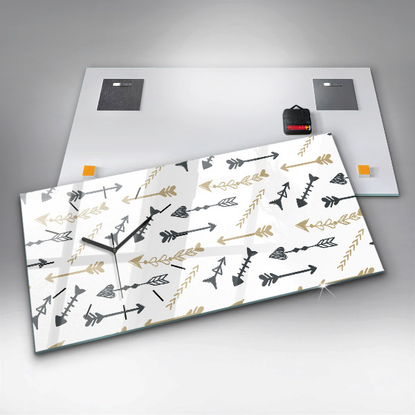 Horizontal wall clock Geometric hipster pattern