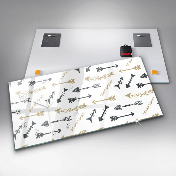 Horizontal wall clock Geometric hipster pattern