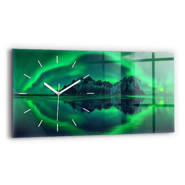 Horizontal wall clock Northern lights