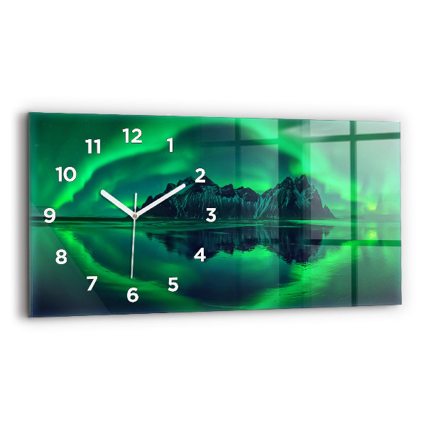 Horizontal wall clock Northern lights