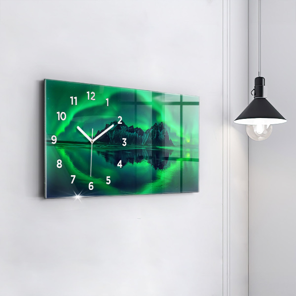 Horizontal wall clock Northern lights