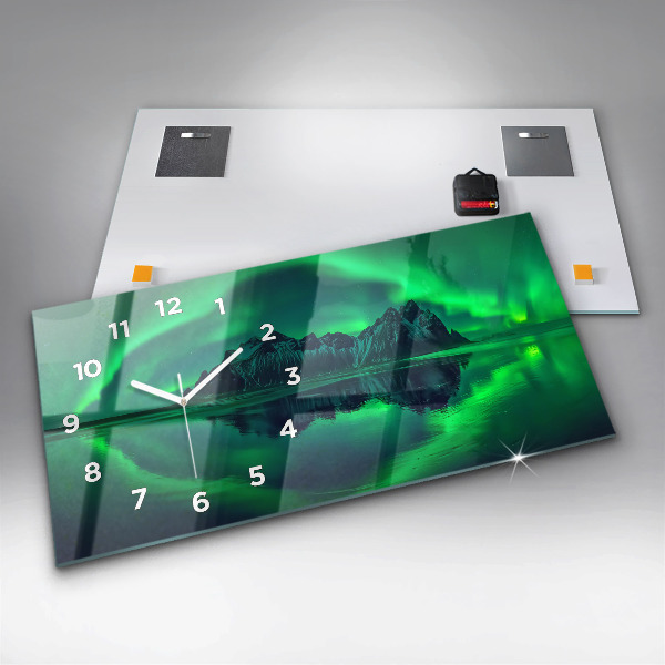 Horizontal wall clock Northern lights