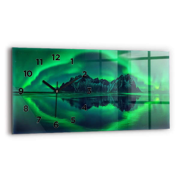 Horizontal wall clock Northern lights