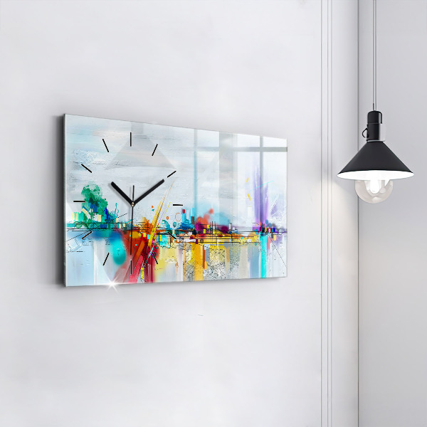 Horizontal wall clock Abstract oil landscape