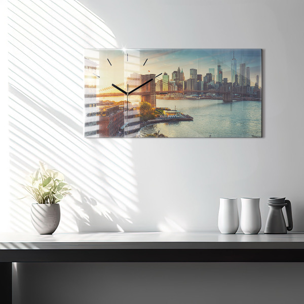 Horizontal wall clock New York Manhattan