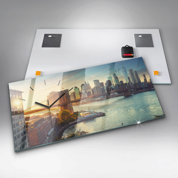Horizontal wall clock New York Manhattan