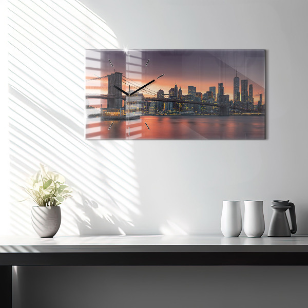 Horizontal wall clock New York East River