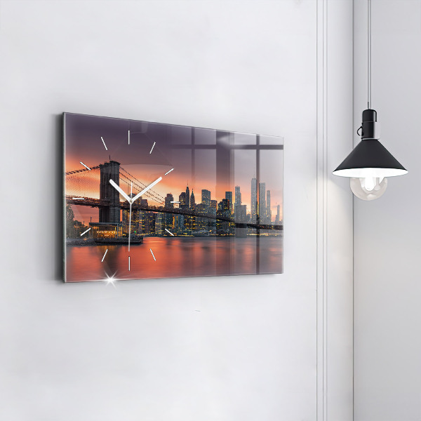 Horizontal wall clock New York East River