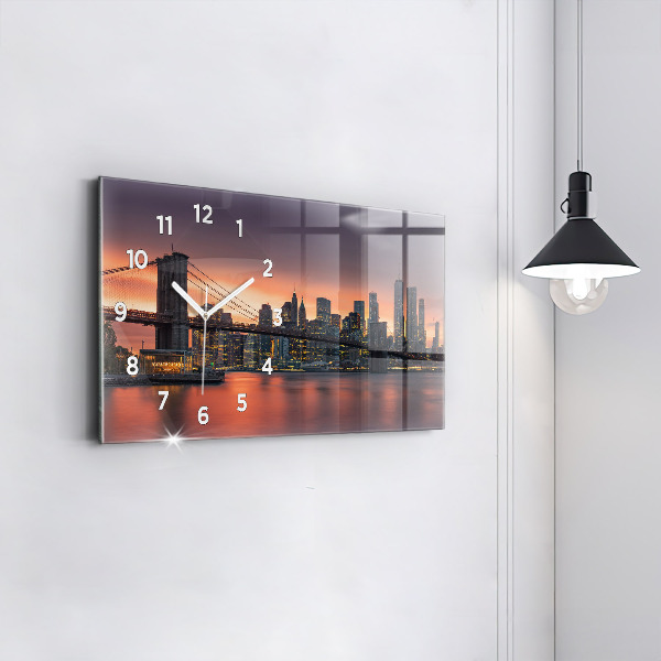 Horizontal wall clock New York East River