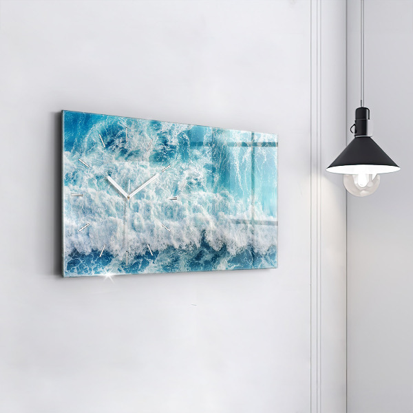 Horizontal wall clock Ocean waves