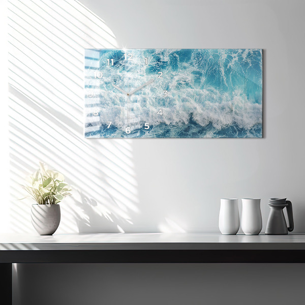 Horizontal wall clock Ocean waves