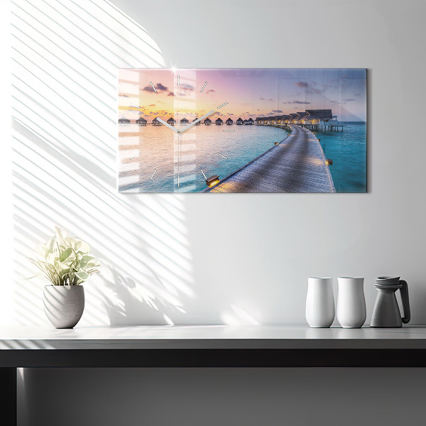 Horizontal wall clock Sunset Maldives