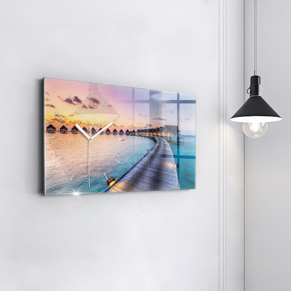 Horizontal wall clock Sunset Maldives