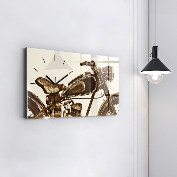 Horizontal wall clock Vintage Motorcycle Sepia