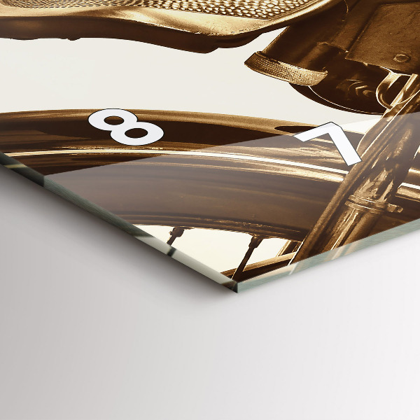 Horizontal wall clock Vintage Motorcycle Sepia