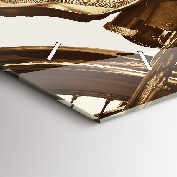 Horizontal wall clock Vintage Motorcycle Sepia