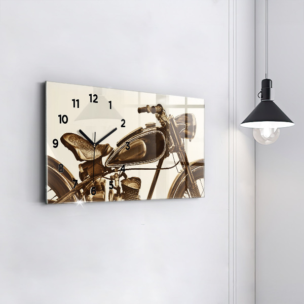 Horizontal wall clock Vintage Motorcycle Sepia