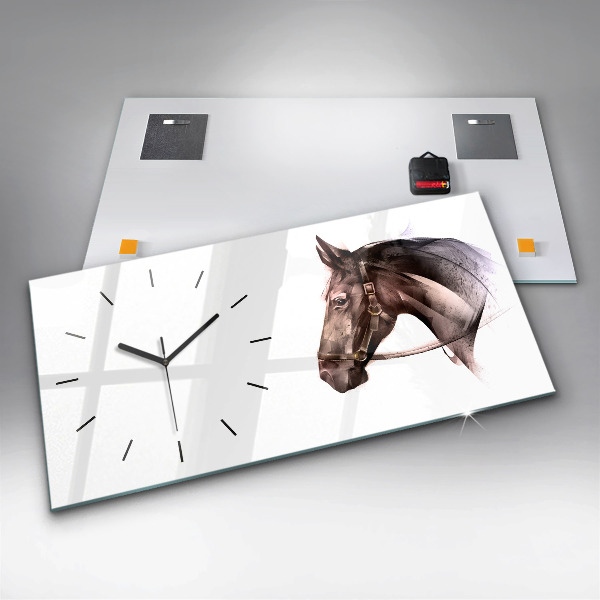 Horizontal wall clock Painted Horse Profile