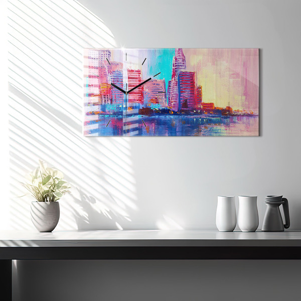 Horizontal wall clock Skyscraper abstraction