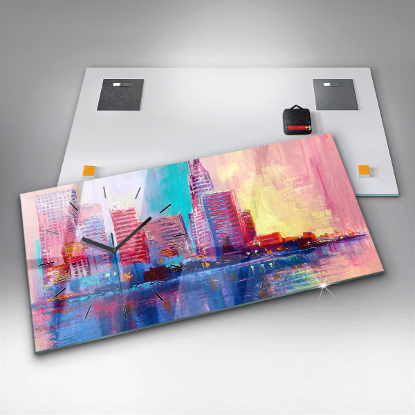 Horizontal wall clock Skyscraper abstraction