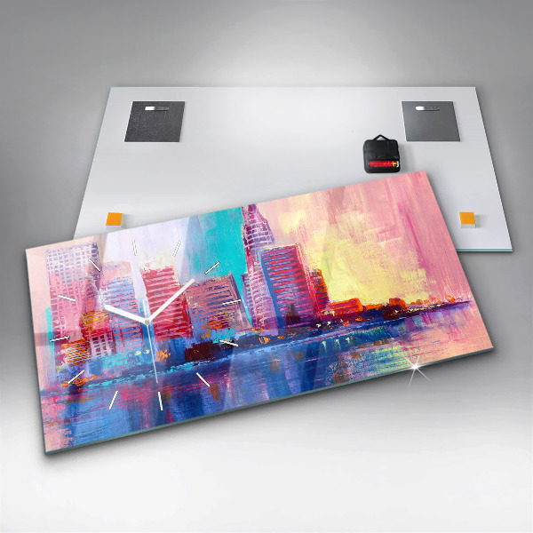 Horizontal wall clock Skyscraper abstraction