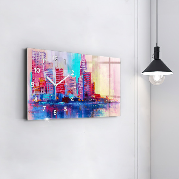 Horizontal wall clock Skyscraper abstraction