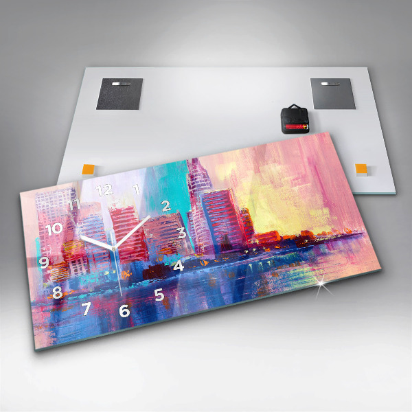 Horizontal wall clock Skyscraper abstraction