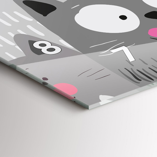 Horizontal wall clock Pattern with cats