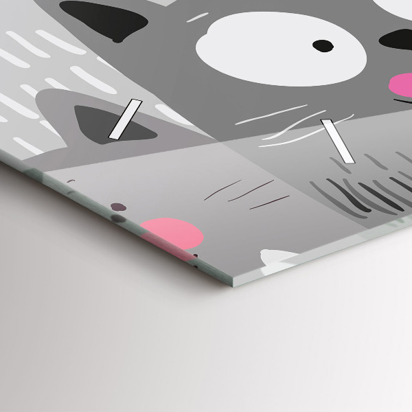 Horizontal wall clock Pattern with cats