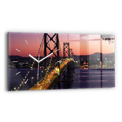 Horizontal wall clock USA sunset