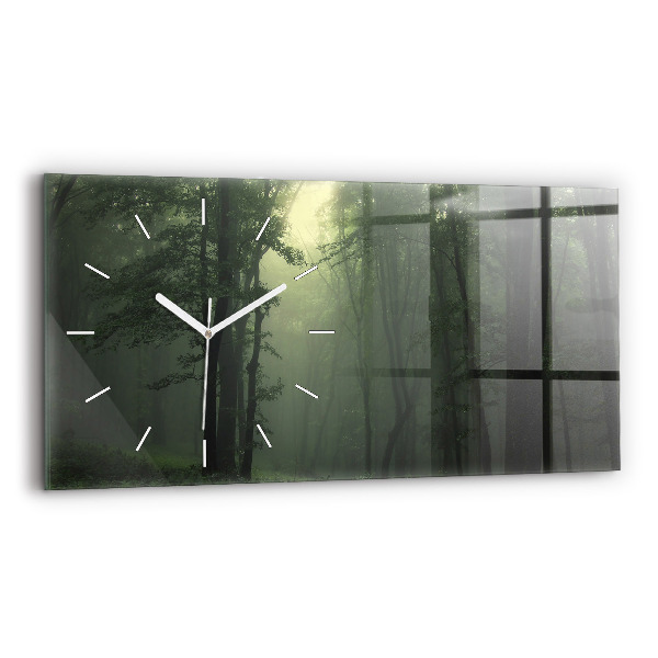 Horizontal wall clock Misty forest in the morning