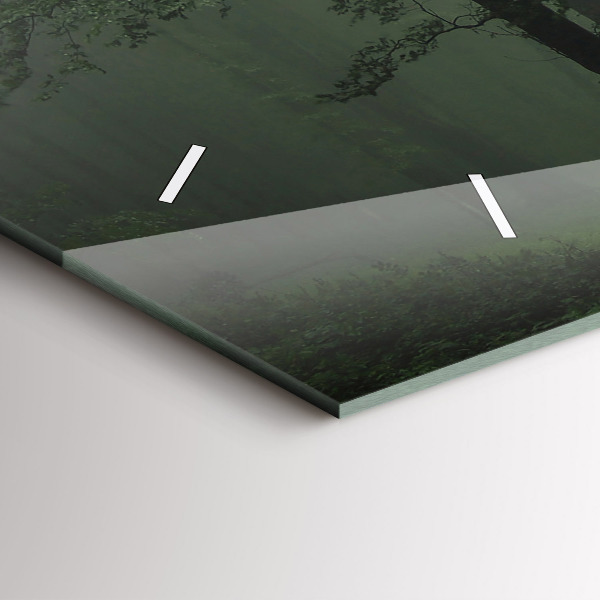 Horizontal wall clock Misty forest in the morning