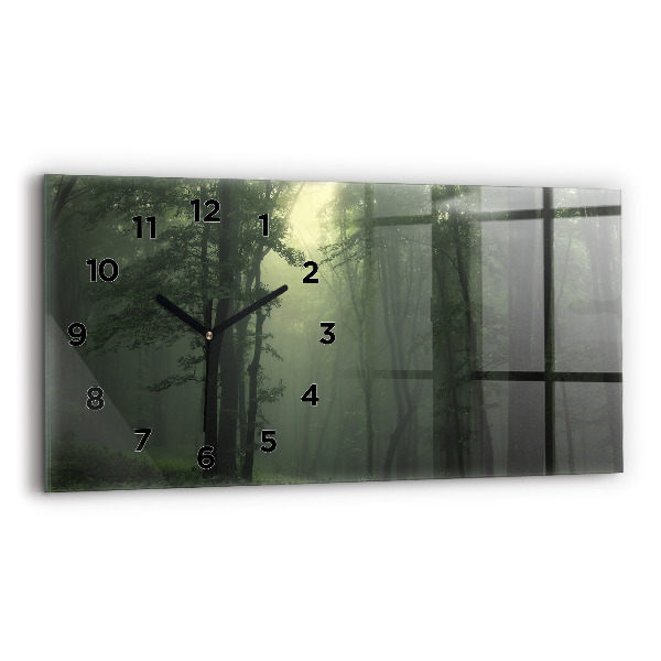 Horizontal wall clock Misty forest in the morning