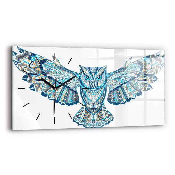Horizontal wall clock Owl in flight