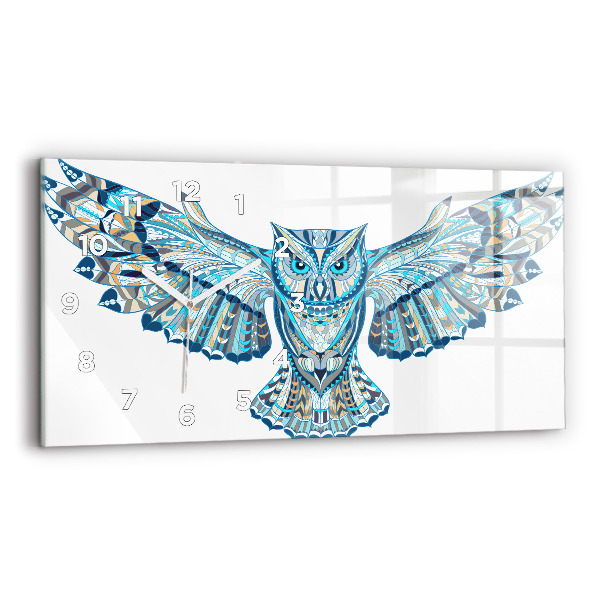 Horizontal wall clock Owl in flight