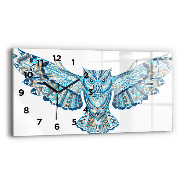 Horizontal wall clock Owl in flight