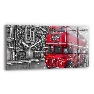 Horizontal wall clock Red double-decker bus